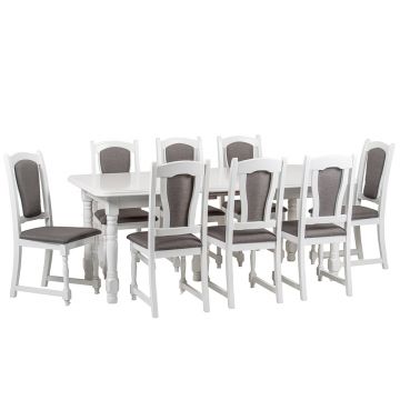 Set masa cu 8 scaune dining Regal alb, 200 280 x 100 x 80 cm
