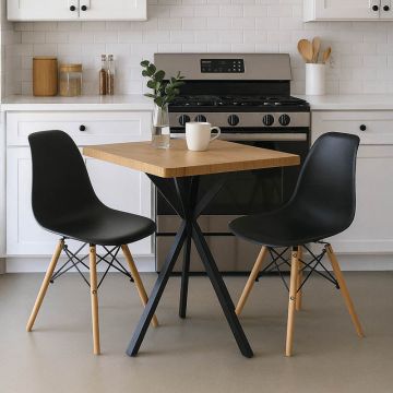 Set masă și scaune Julita cu funcție dining, Prestone, lemn și metal, 70x70x75 cm
