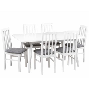 Set masa living Olivia F alb cu 6 scaune Vlad 1 SM