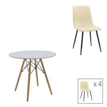 Set masa si scaune 3 piese Julita-Noor, Natural, 80x80x73 cm