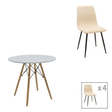 Set masa si scaune 3 piese Julita-Noor, Negru, 80x80x73 cm