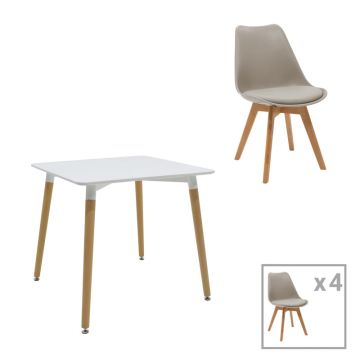 Set masa si scaune 5 buc Natali-Gaston Alb 80x80x76 cm
