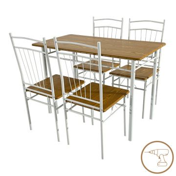 Set masa si scaune 5 piese Reforia Natural 110x60x74 cm