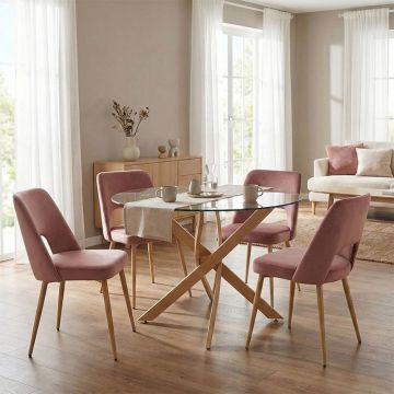 Set masa si scaune dining 5 buc. Murde - Antoro, Mar putred, 100x100x75 cm