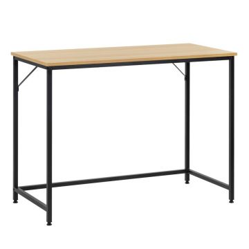 Birou blat mdf cadru metalic picioare reglabile compact, 100x50x76 cm, maxim 50 kg, maro deschis