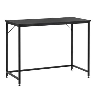Birou blat mdf cadru metalic picioare reglabile compact, 100x50x76 cm, maxim 50 kg, negru