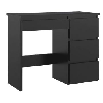 Birou calculator beta 3 cu 4 sertare pal laminat, 94x43x75 cm, finisaj mat, negru