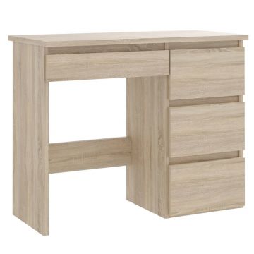 Birou calculator beta 3 cu 4 sertare pal laminat, 94x43x75 cm, finisaj mat, sonoma