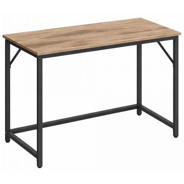 Birou calculator pal cadru metalic industrial, 100x50x76 cm, design compact, maro camel