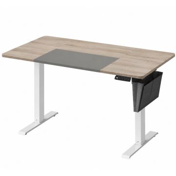 Birou cu reglaj electric pe inaltime, memorie cu 4 inaltimi, 60x140x(72-120)cm, gri stejar