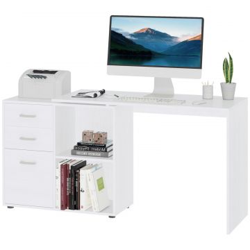 birou de colt, reversibil, 117x83.5x76 cm, alb