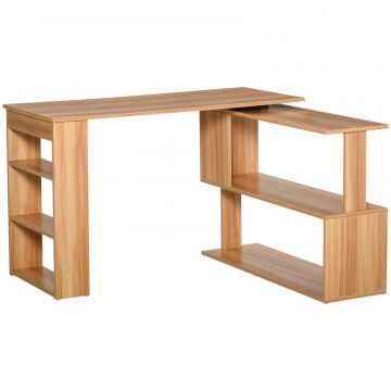 birou din lemn cu 5 rafturi 120x110x74.5cm, maro