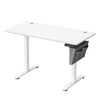 Birou electric reglabil pe inaltime, 120x60x(72-120) cm, memorie 4 pozitii, USB-C, cadru metalic, alb