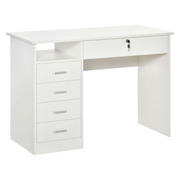 Birou Lemn Alb 110 50 76 cm - 2 Sertare  inchidere cu Cheie