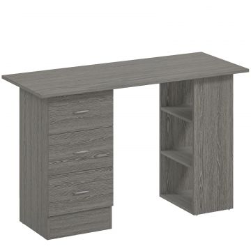 Birou modern cu 3 Sertare si Rafturi in Lemn Alb 120x49x72cm