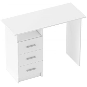 Birou Modern din Lemn cu 3 Sertare si Raft Deschis, 100x40x75 cm, Alb si Maro