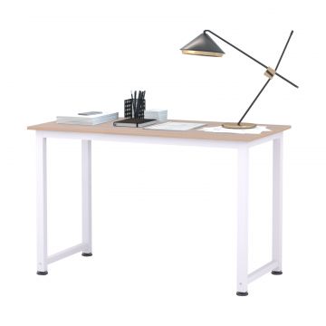 Birou Modern din MDF Stejar - Picioare Metalice Albe