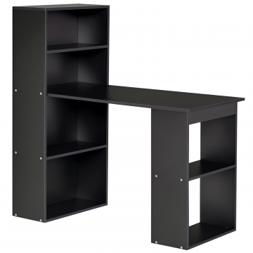 Birou Modern pentru Acasa cu Rafturi de Depozitare pe Niveluri Masa de Scris cu Raft pentru Carti Negru pentru sufragerie camera de zi dormitor