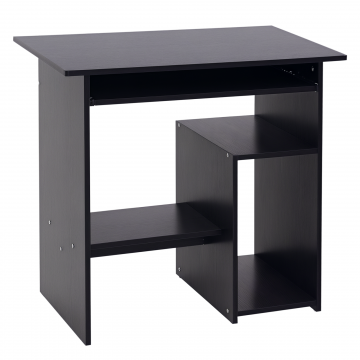 Birou PC Modern din Lemn cu Raft pentru Unitatea Centrala si Spatiu pentru Tastatura Glisanta, 80x45x75 cm, Negru