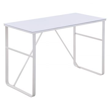 Birou pentru camera birou din metal alb si sticla securizata