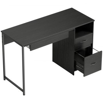 Birou pentru Computer, 120x52.3 cm, Birou Compact cu Suport pentru Tastatura, Compartiment Deschis si Sertare pentru Documente A4, Scrisoare, Legal,