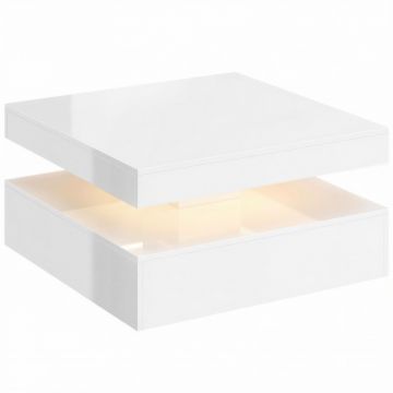HOMCOM Masă de centru cu LED RGB 7 culori alb lucios cu depozitare deschisă și telecomandă 78x78x40 cm | Aosom Romania