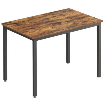 Masa bucatarie 4 persoane cadru metalic industrial, 110x70x77 cm, design rustic, maro