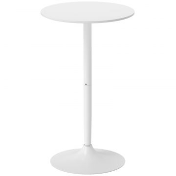 , Masa de Bar, Cu Blat Rotund si Baza, MDF, Otel, 60 x 60 x 102 cm, Alb