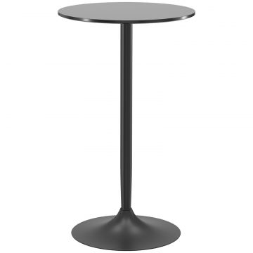, Masa de Bar, Cu Blat Vopsit si Baza, MDF, Otel, 60 x 60 x 102 cm, Negru
