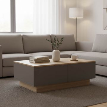 Masa de cafea cu rafturi Winey, Lemn Sonoma-Antracit, 90x60x31 cm