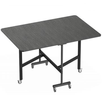 Masa de Dining Pliabila, Masa de Bucatarie Rabatabila cu Roti si Frane pentru 4-6 Persoane, Masa Compacta cu Structura din Otel, 120x80x73 cm, Negru
