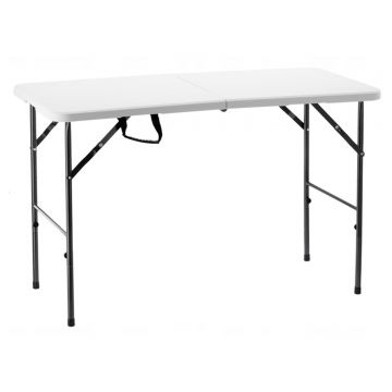 Masa dreptunghiulara pliabila multifunctionala hdpe metal, 120x75x60 cm, compacta, alb