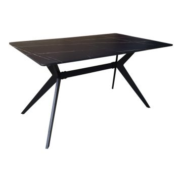 Masă Ezali, negru/negru, 140x80x75 cm