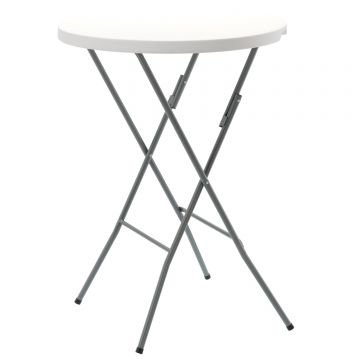 Masa gradina pliabila rotunda 80 cm, blat HDPE rezistent intemperii, cadru otel, D80xH110 cm, alb