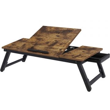 Masa pat laptop pliabila reglabila compacta bambus, 71x35x23 cm, design natural, maro