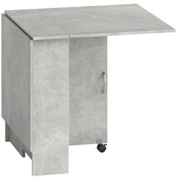 Masa Pliabila din Lemn pentru 4-6 Persoane cu Roti, 75x140x74cm, Gri