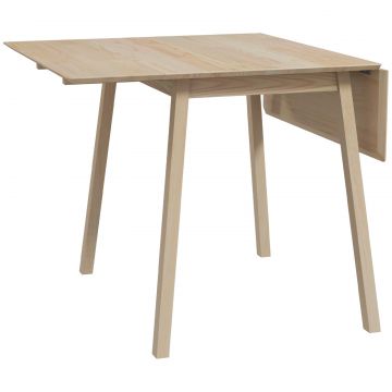 Masa Plianta cu Economie de Spatiu cu 2 Clapete, Masa pentru 2-4 Persoane din Lemn de Pin, 110x86x75 cm, Lemn Natural