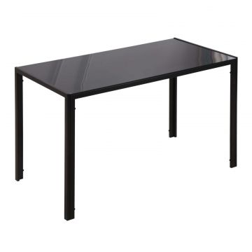 Masa Rectangulara pentru 4 Persoane din Metal si Sticla Calita, 120x60x75 cm, Negru