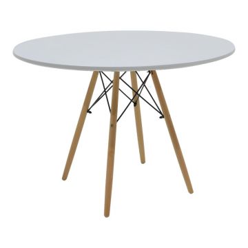 Masa rotunda Julita, alb și lemn de fag, Natural, D120x73 cm