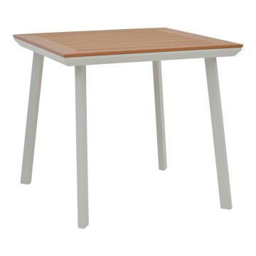 Masa Synergy aluminiu alb-placaj, Natural, 80x80x74 cm