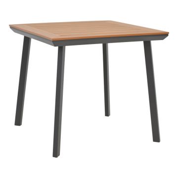 Masa Synergy aluminiu antracit-placaj, Natural, 80x80x74 cm