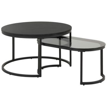 Măsuță De Cafea din metal, sticlă, material pe bază de lemn, 70/42/70 cm