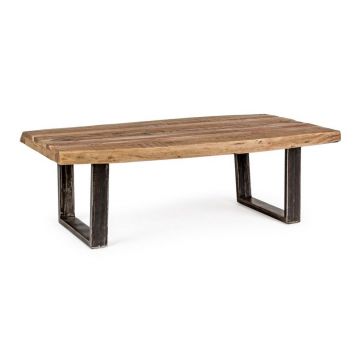 Măsuță de cafea neagră/în culoare naturală cu blat din lemn de acacia 70x120 cm Elmer – Bizzotto
