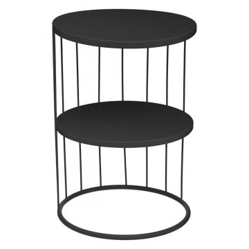 Masuta cafea atmosphera kobu otel 2 niveluri, 36x52 cm, design industrial, negru