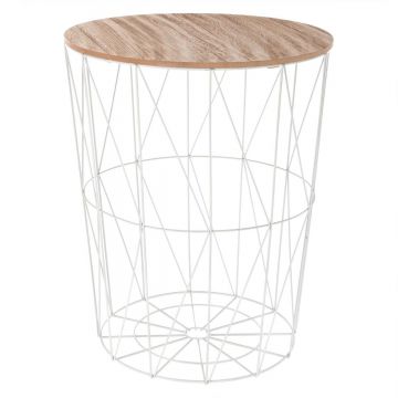 Masuta cafea atmosphera kumi otel mdf rotunda, 47x57 cm, design aerisit, alb