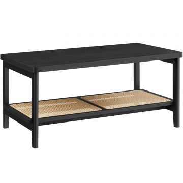 Masuta cafea mdf depozitare 2 nivele spatioasa, 55x100x45 cm, design modern, negru