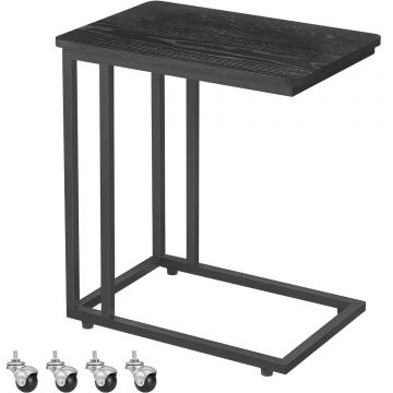 Masuta cafea mobila cu 4 roti sau picioare reglabile, cadru otel si blat PAL, max 25 kg, 35x50x60 cm, negru