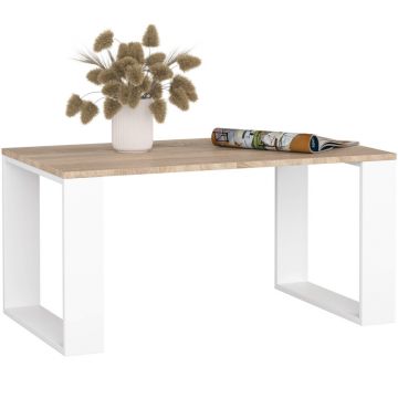 Masuta cafea pal cu raft inferior compacta, 92x53x45 cm, design modern luminos, alb