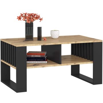 Masuta cafea pal cu raft inferior practica, 92x53x45 cm, contrast elegant, stejar artisan negru