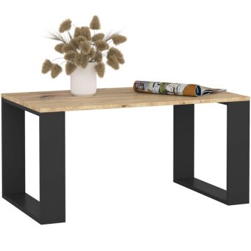 Masuta cafea pal cu raft inferior practica, 92x53x45 cm, contrast elegant, stejar artisan negru